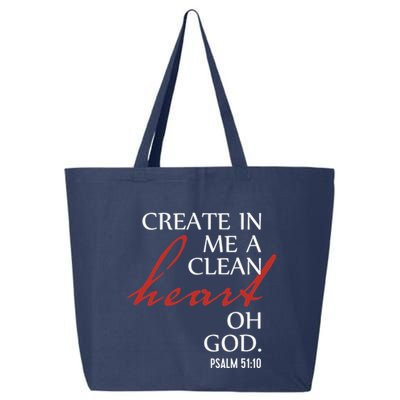 Create in Me a Clean Heart Oh God, Psalm 51 10 25L Jumbo Tote