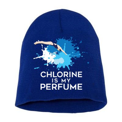 Chlorine Is My Perfume Swimming Great Gift Short Acrylic Beanie