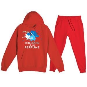 Chlorine Is My Perfume Swimming Great Gift Premium Hooded Sweatsuit Set