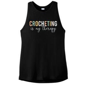 Crocheting Is My Therapy Ladies PosiCharge Tri-Blend Wicking Tank