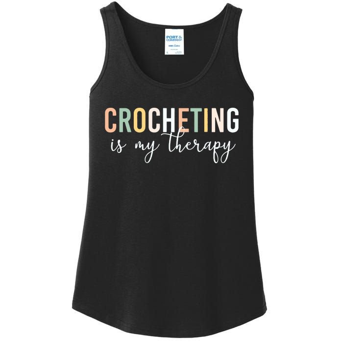 Crocheting Is My Therapy Ladies Essential Tank