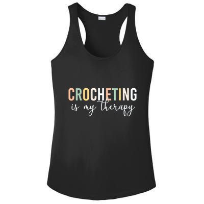 Crocheting Is My Therapy Ladies PosiCharge Competitor Racerback Tank