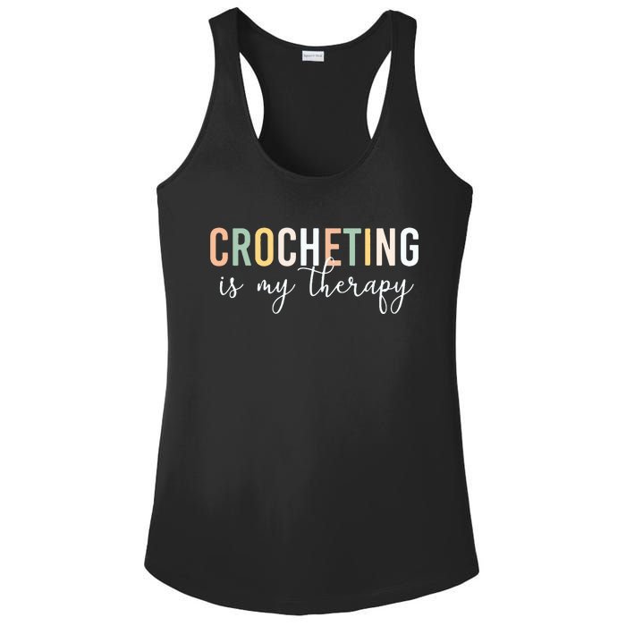 Crocheting Is My Therapy Ladies PosiCharge Competitor Racerback Tank