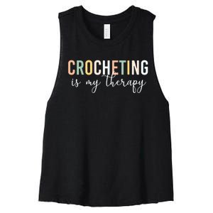 Crocheting Is My Therapy Women's Racerback Cropped Tank