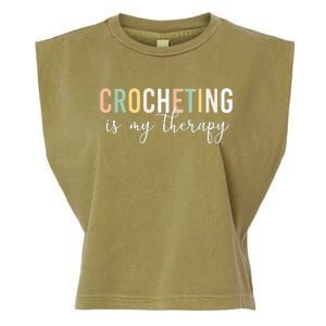 Crocheting Is My Therapy Garment-Dyed Women's Muscle Tee