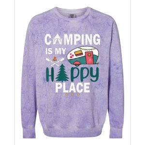 Camping Is My Happy Place funny camping Colorblast Crewneck Sweatshirt