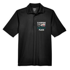 Camping Is My Happy Place funny camping Men's Origin Performance Pique Polo