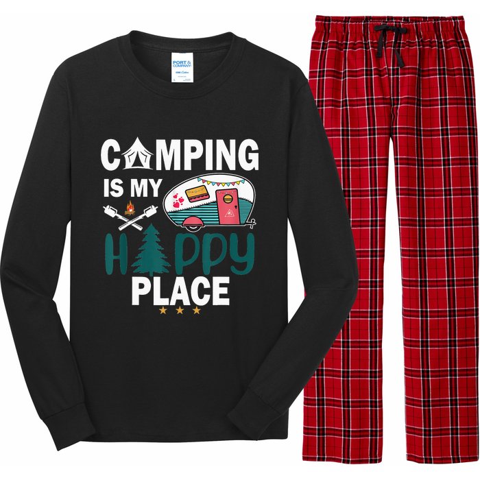 Camping Is My Happy Place funny camping Long Sleeve Pajama Set