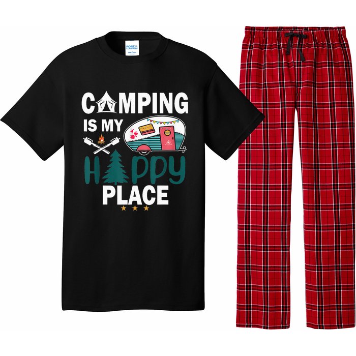 Camping Is My Happy Place funny camping Pajama Set