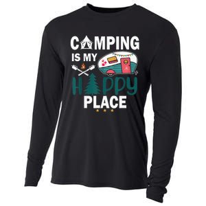 Camping Is My Happy Place funny camping Cooling Performance Long Sleeve Crew