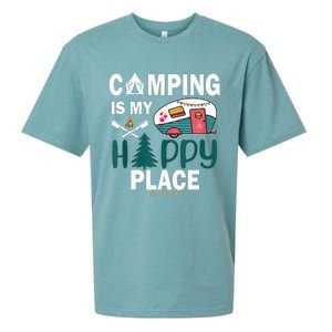 Camping Is My Happy Place funny camping Sueded Cloud Jersey T-Shirt