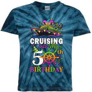 Cruising Into My 50th Birthday 50 Years Old Birthday Mardi Gras Kids Tie-Dye T-Shirt