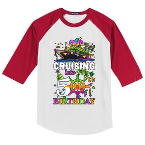 Cruising Into My 50th Birthday 50 Years Old Birthday Mardi Gras Kids Colorblock Raglan Jersey