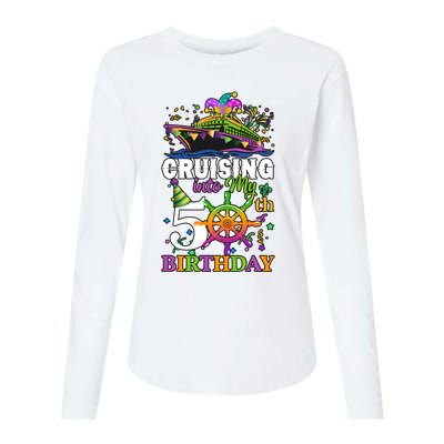 Cruising Into My 50th Birthday 50 Years Old Birthday Mardi Gras Womens Cotton Relaxed Long Sleeve T-Shirt