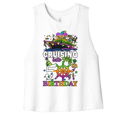 Cruising Into My 50th Birthday 50 Years Old Birthday Mardi Gras Women's Racerback Cropped Tank