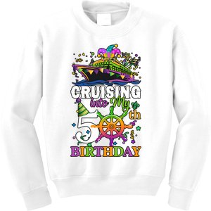 Cruising Into My 50th Birthday 50 Years Old Birthday Mardi Gras Kids Sweatshirt