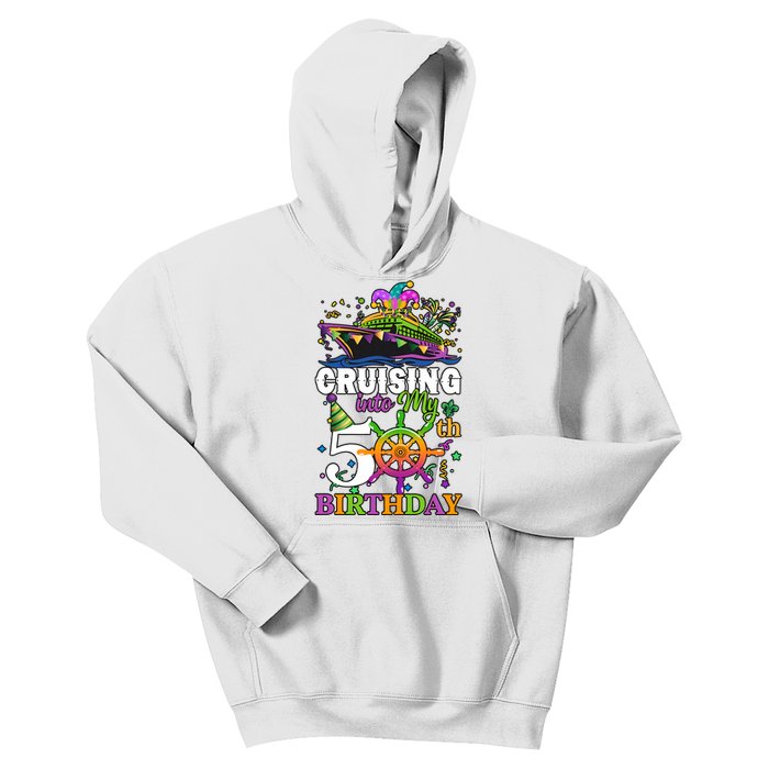 Cruising Into My 50th Birthday 50 Years Old Birthday Mardi Gras Kids Hoodie