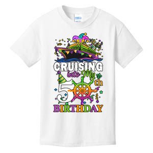 Cruising Into My 50th Birthday 50 Years Old Birthday Mardi Gras Kids T-Shirt