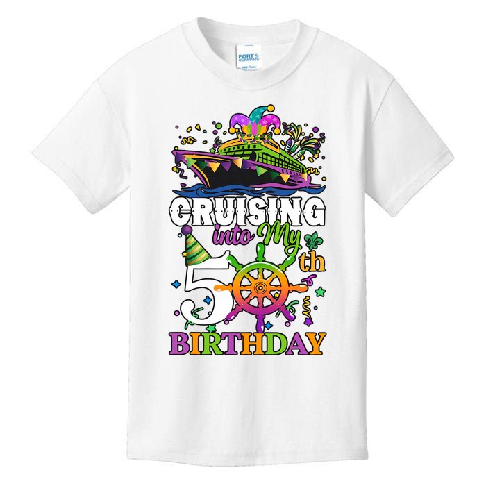 Cruising Into My 50th Birthday 50 Years Old Birthday Mardi Gras Kids T-Shirt