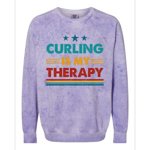 Curling Is My Therapy Funny Curling Gift Colorblast Crewneck Sweatshirt