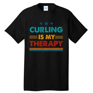 Curling Is My Therapy Funny Curling Gift Tall T-Shirt