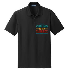 Curling Is My Therapy Funny Curling Gift Dry Zone Grid Polo