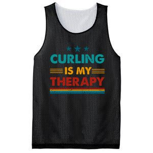 Curling Is My Therapy Funny Curling Gift Mesh Reversible Basketball Jersey Tank