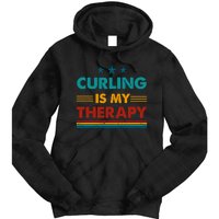 Curling Is My Therapy Funny Curling Gift Tie Dye Hoodie