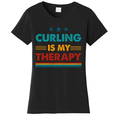 Curling Is My Therapy Funny Curling Gift Women's T-Shirt