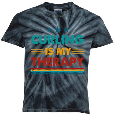 Curling Is My Therapy Funny Curling Gift Kids Tie-Dye T-Shirt