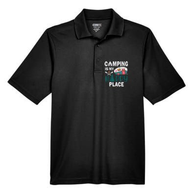 Camping Is My Happy Place Men's Origin Performance Piqué Polo