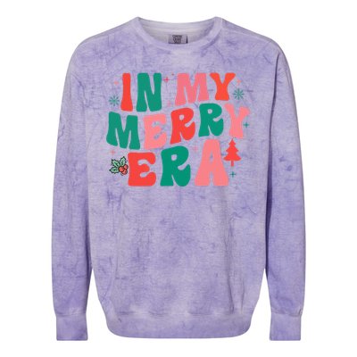 Christmas In My Merry Era Xmas Holiday Groovy Christmas Gift Colorblast Crewneck Sweatshirt