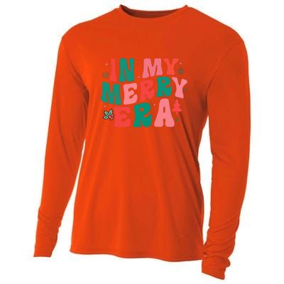 Christmas In My Merry Era Xmas Holiday Groovy Christmas Gift Cooling Performance Long Sleeve Crew