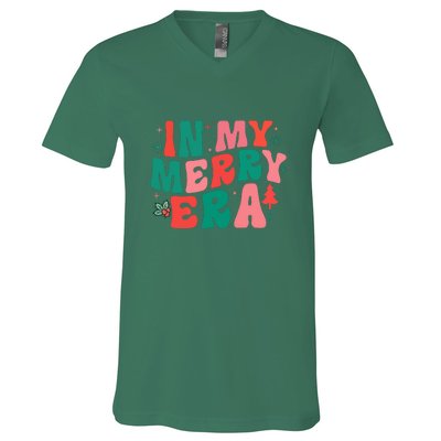 Christmas In My Merry Era Xmas Holiday Groovy Christmas Gift V-Neck T-Shirt