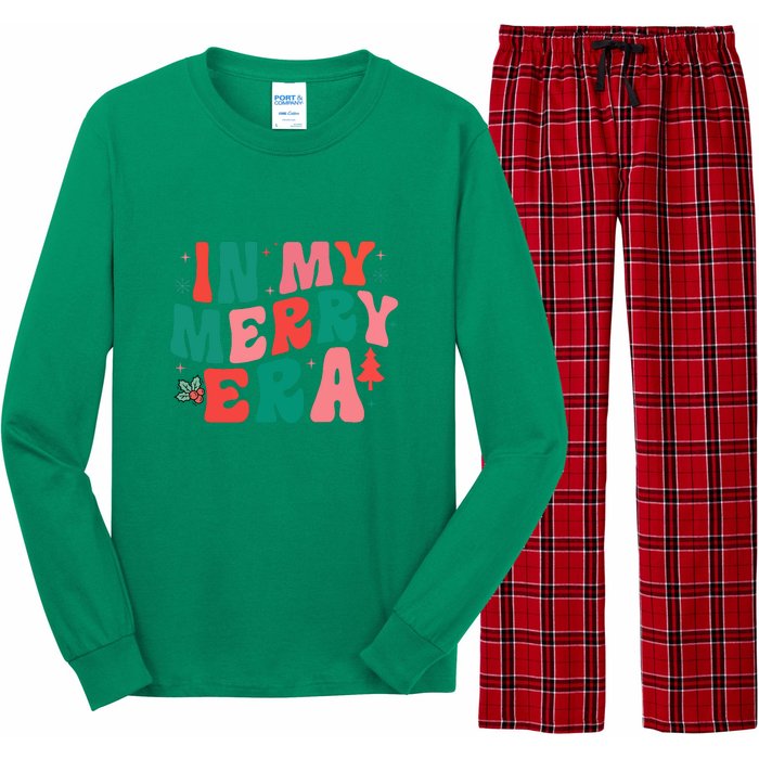 Christmas In My Merry Era Xmas Holiday Groovy Christmas Gift Long Sleeve Pajama Set