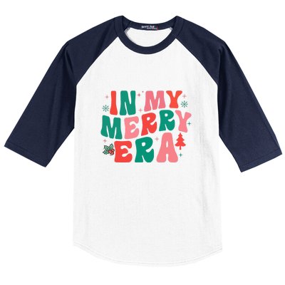 Christmas In My Merry Era Xmas Holiday Groovy Christmas Gift Baseball Sleeve Shirt