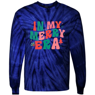 Christmas In My Merry Era Xmas Holiday Groovy Christmas Gift Tie-Dye Long Sleeve Shirt