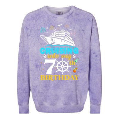 Cruising Into My 70th Birthday 70 Year Old Cruise Birthday Colorblast Crewneck Sweatshirt