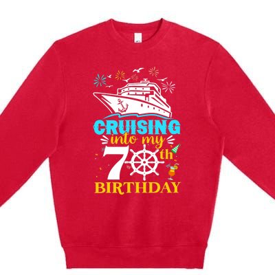 Cruising Into My 70th Birthday 70 Year Old Cruise Birthday Premium Crewneck Sweatshirt