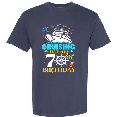 Cruising Into My 70th Birthday 70 Year Old Cruise Birthday Garment-Dyed Heavyweight T-Shirt