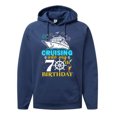 Cruising Into My 70th Birthday 70 Year Old Cruise Birthday Performance Fleece Hoodie