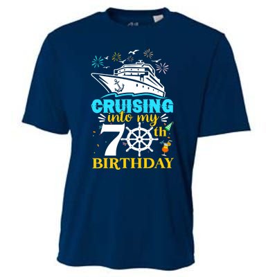 Cruising Into My 70th Birthday 70 Year Old Cruise Birthday Cooling Performance Crew T-Shirt