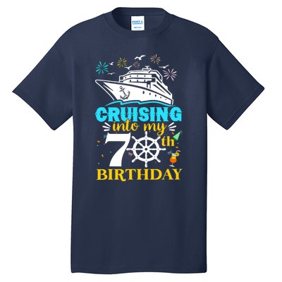 Cruising Into My 70th Birthday 70 Year Old Cruise Birthday Tall T-Shirt