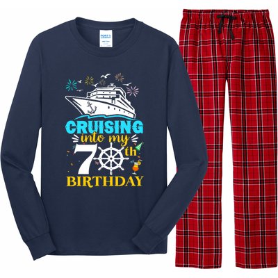 Cruising Into My 70th Birthday 70 Year Old Cruise Birthday Long Sleeve Pajama Set