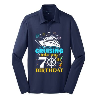 Cruising Into My 70th Birthday 70 Year Old Cruise Birthday Silk Touch Performance Long Sleeve Polo