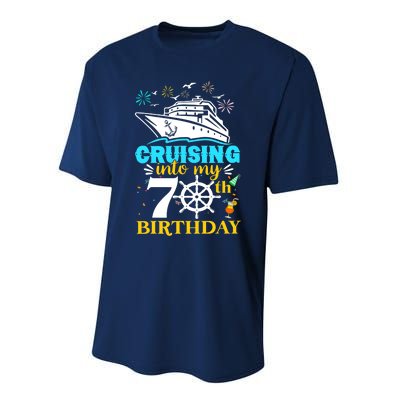 Cruising Into My 70th Birthday 70 Year Old Cruise Birthday Performance Sprint T-Shirt