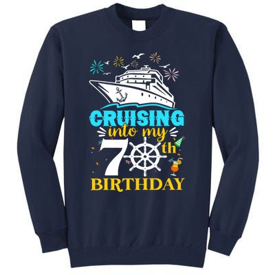 Cruising Into My 70th Birthday 70 Year Old Cruise Birthday Tall Sweatshirt