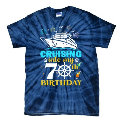 Cruising Into My 70th Birthday 70 Year Old Cruise Birthday Tie-Dye T-Shirt