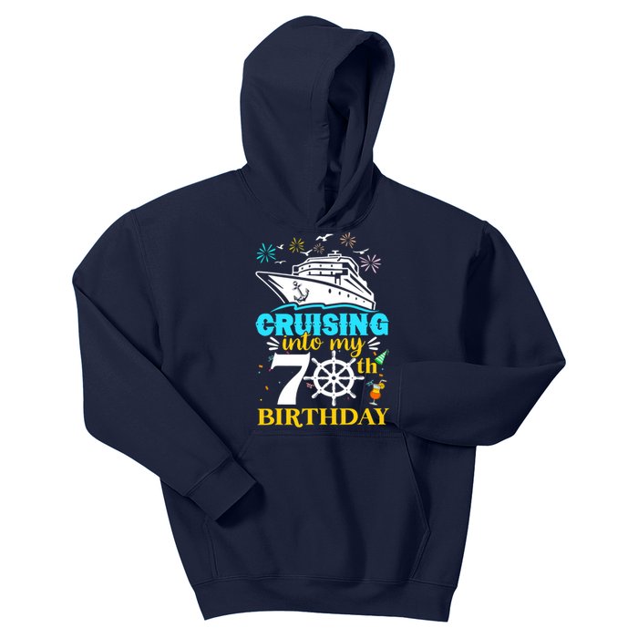 Cruising Into My 70th Birthday 70 Year Old Cruise Birthday Kids Hoodie