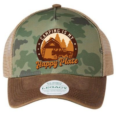 Camping Is My Happy Place Retro Legacy Tie Dye Trucker Hat